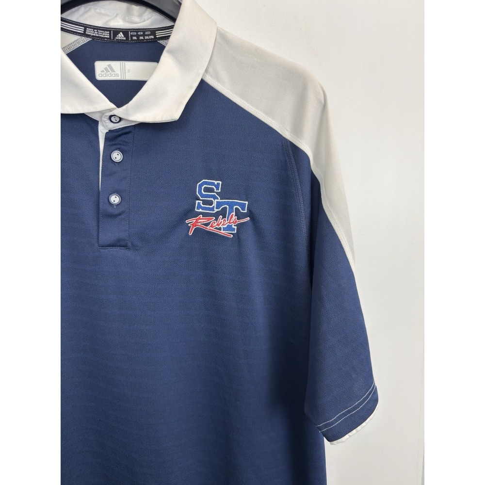 Adidas Climalite Performance Navy Blue/ White Polo ST Rebels Shirt Mens 2XL‎ - Picture 3 of 7